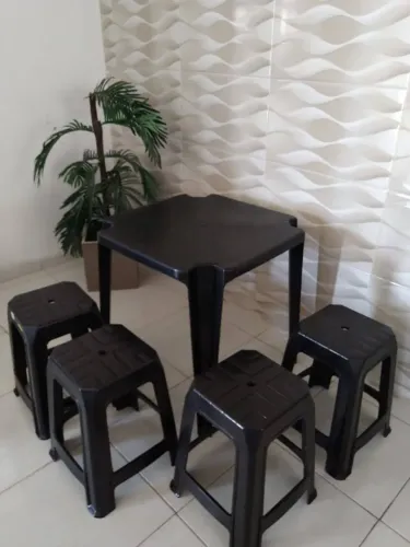 conjunto de bancos plastex preto apenas 130 reais avista