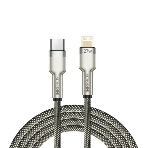 Cabo Carregador Rápido iPhone Hrebos 27W Type-C para Lightning 2 Metros Premium