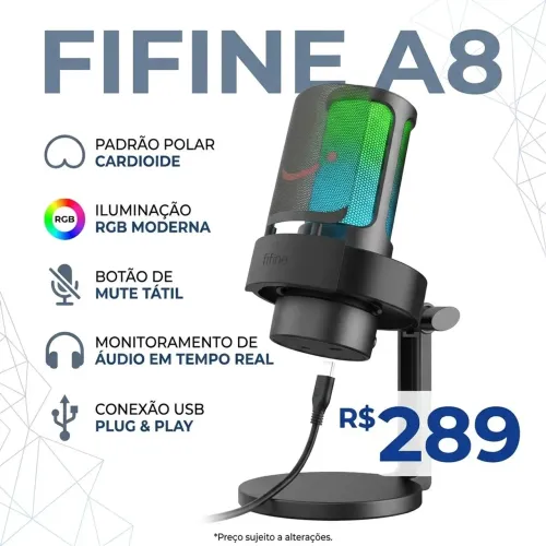 Promoção Microfone Fifine A8 Ampligame Para Lives (Original e Lacrado)