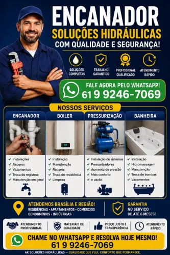 Encanador/ Pressurização água quente água fria/ Boiler/ Banheira