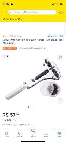 Chave para abrir relógio