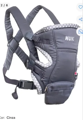 Canguru Baby Carrier Natural Fit 3 Em 1 Cinza - Nuk