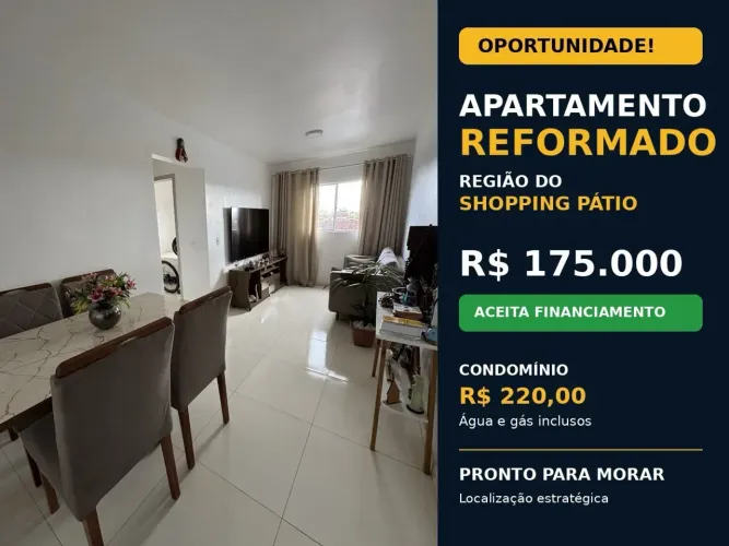 APARTAMENTO REFORMADO PRÓXIMO AO SHOPPING PÁTIO | R$ 175 MIL
