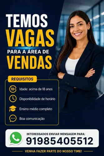 Vaga de emprego para atendimento comercial