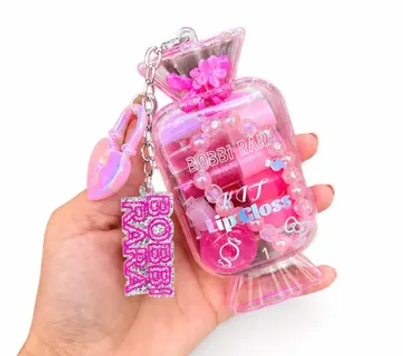  Kit Lip Gloss Balinha + Presilhas + Pulseira + Chaveiro | BOBBI RARA + Kit de Pincéis