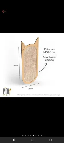 Doação - Nunca usado - Arranhador de parede para gatos de sisal 50x20