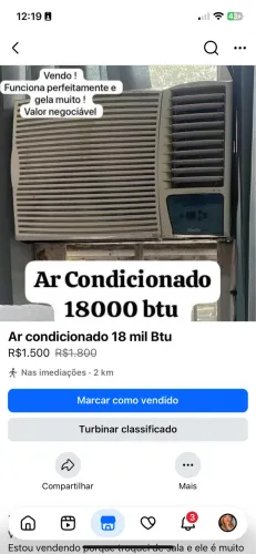 Ar condicionado 18 mil Btu