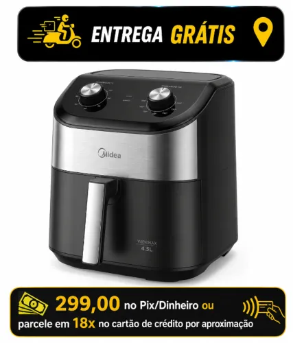 Fritadeira Air Fryer 4,5 Litros Widemax Com Interior De Alumínio 1500w Midea