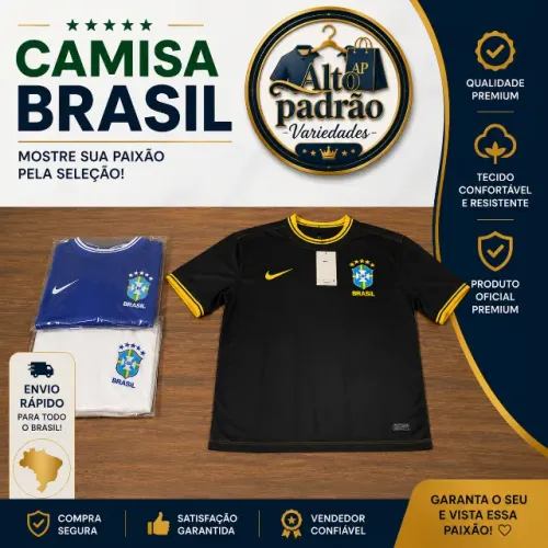 DESTAQUE-SE COM UMA CAMISA DO BRASIL BORDADA, FEITA PARA VERDADEIROS TORCEDORES!