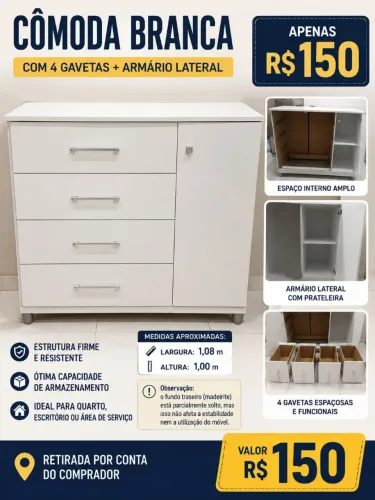 Cômoda Branca Grande - R$100 (para sair rápido)