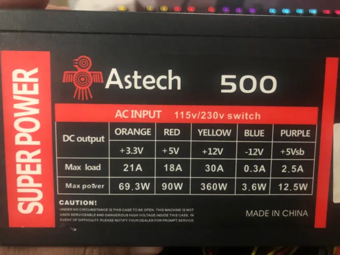 Fonte 500w astech