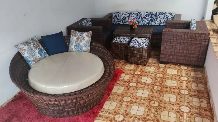 Conjunto de sofás de alto padrão de vime sintético 
