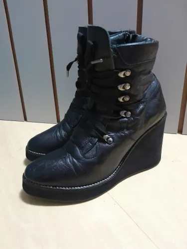Bota Coturno Santa Lolla Couro T.36 Preta