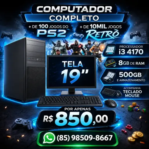 Computador Com jogos Já Instalados Core i3 4170/8Gb/500GB