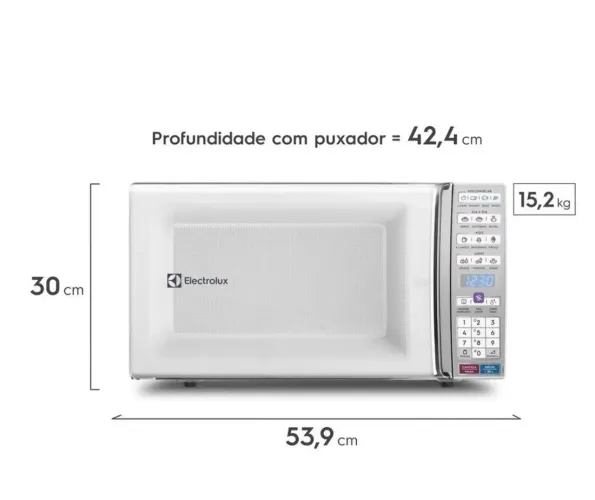 Micro-ondas Electrolux de bancada Branco com Função Tira Odor e Manter Aquecido 34L