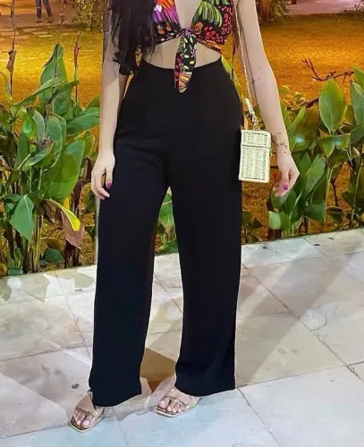 Calça pantalona alfaiataria preta
