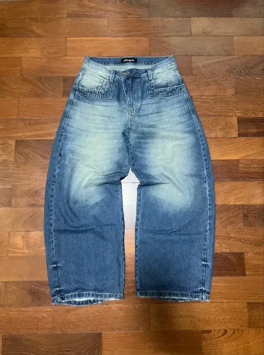 DELAFOE - Blue After Burn Baggy x Wide Leg Pants - M