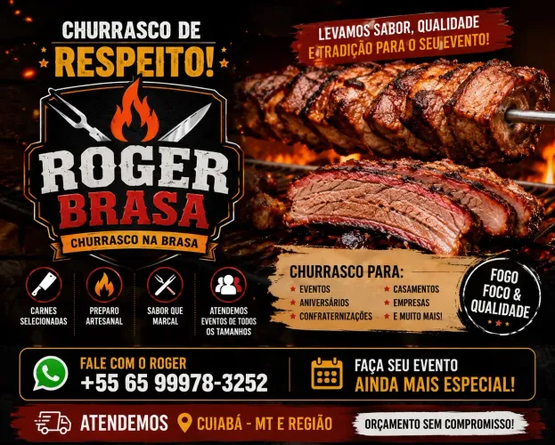 Roger Brasa - Churrasqueiro para Casamentos, Aniversários e Confraternizações