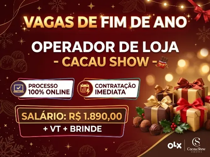 VAGA DE EMPREGO - Operador de loja - CACAU SHOW - SÃO PAULO/SP