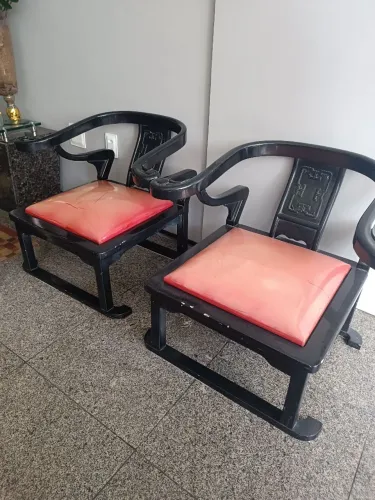 Conjunto cadeiras madeira