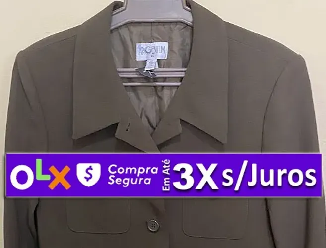 Blazer Social Feminino em Tecido 100% Poliester, Verde, Tam 44, Novo sem Uso