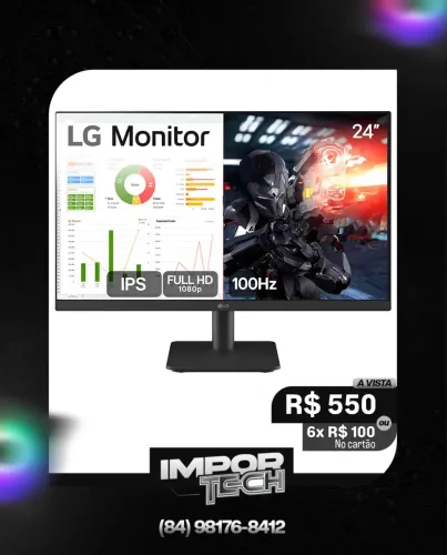 Monitor Gamer LG 24 MS500-B IPS Full hd 100hz. @importech_084