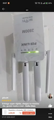 Repetidor e Roteador Wifi 4 Antenas Amplificador De Sinal 2800M Pix-link