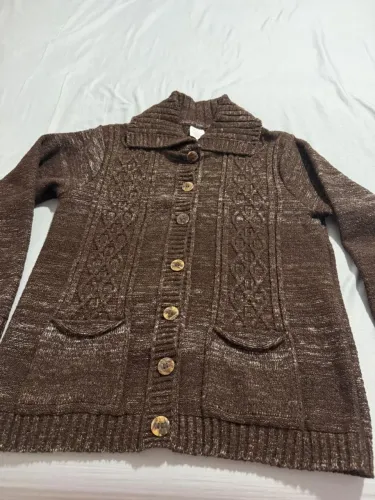 CASACO CARDIGAN DE LÃ (MALHA) MARROM
