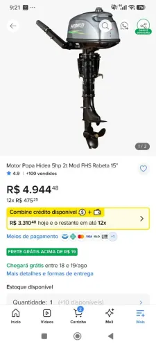 Motor 5 Hp semi novo !