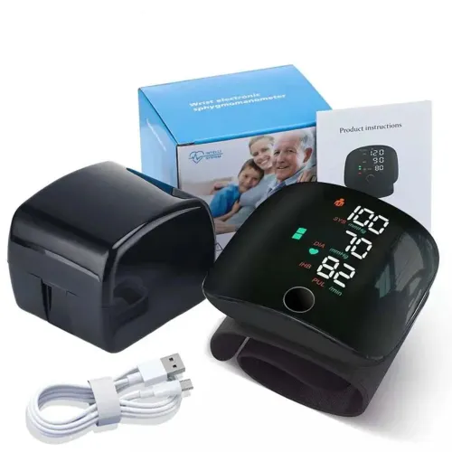 Monitor de Pressão Arterial de Pulso Digital Recarregável com Voz em Português 