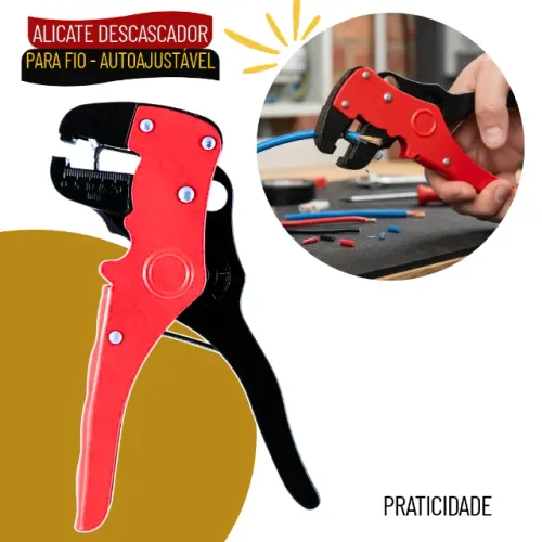 Alicate Descascador de Fios Autoajustável Preto e Vermelho - SFM20