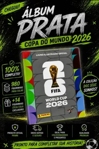 Álbum Oficial FIFA World Cup 2026 Capa Dura Prata + Coleção Completa de 994 Figurinhas