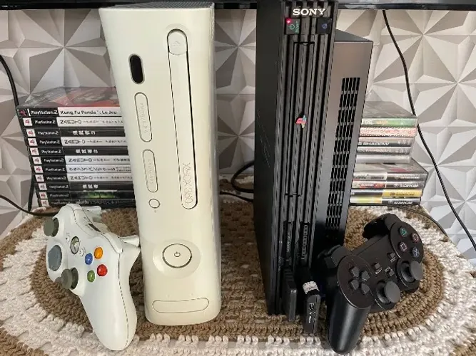Xbox 360 Fat + PS2 Fat Bem Conservados, Compatíveis com HD