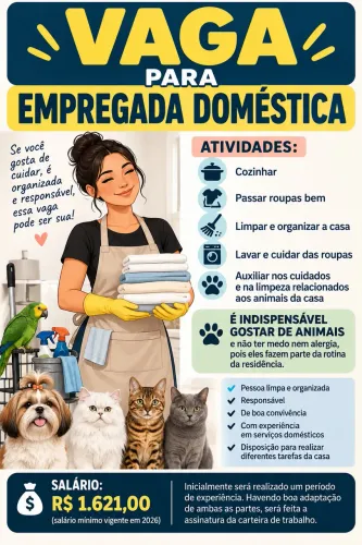 VAGA PARA EMPREGADA DOMÉSTICA