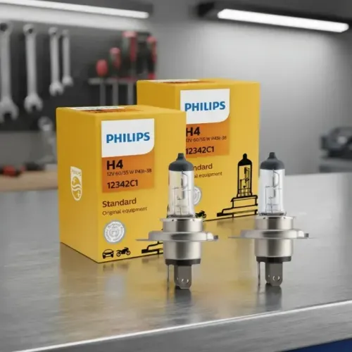 Par Lâmpadas Philips H4 Halogenas 12v Farol Alto E Baixo