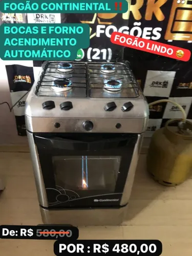Fogão continental 4 bocas inox automático 