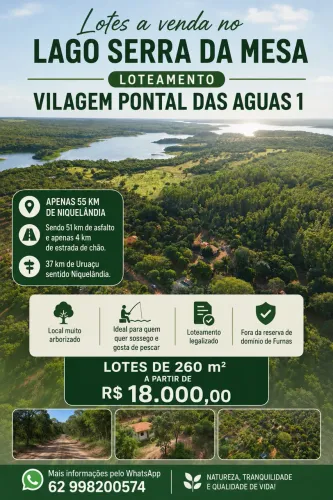 Lotes  a venda no Lago serra da mesa LOTEAMENTO VILAGEM PONTAL DAS AGUAS 1