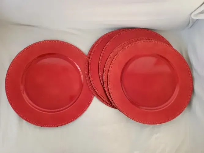 Kit 6 Peças Jogo Americano Redondo - Sousplat Redondo para Mesa Posta vermelho