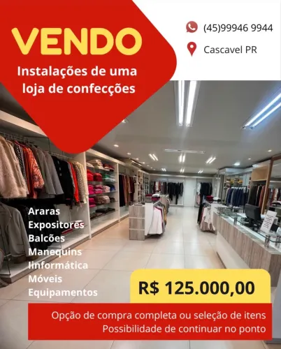Instalações de loja a venda