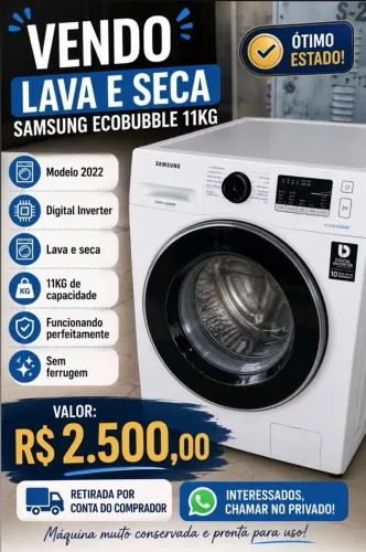Lava e seca Samsung EcoBubble 11kg, funcionando perfeitamente. Bem conservada
