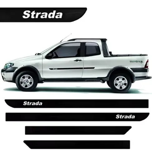 Friso Lateral Fiat Strada 2000 à 2019 - C/ Nome - Preto