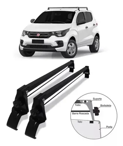 Rack Teto Fiat Mobi 4P - Preto Material Aço - VP 985