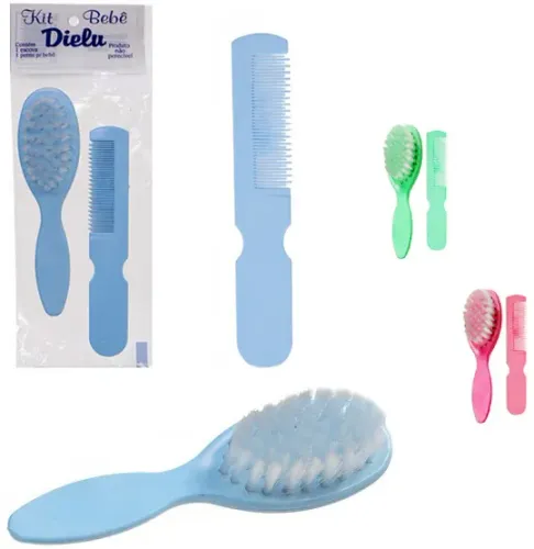 Kit Bebe Caricia Com Escova + Pente Na Solapa 14,5cm