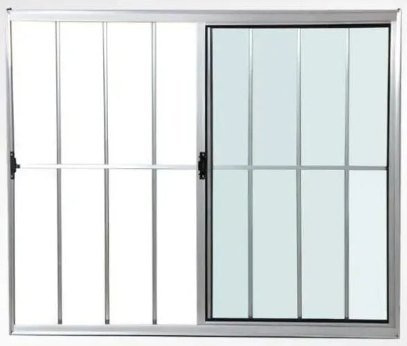 JANELA 2 FOLHAS 1,00 X 1,20 COM GRADE ALUM. BRILHANTE