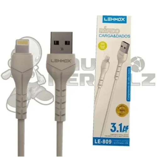Cabo Recarga Lightning Para iPhone Reforçado, 1M, 3.1A, Branco - Lehmox em São Luís ma