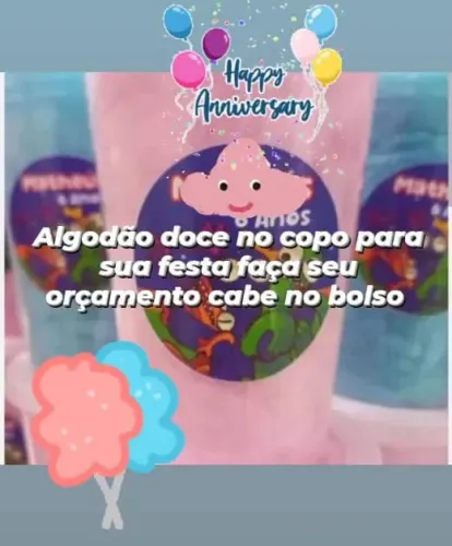 Algodão doce no copo 