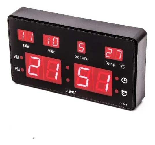 Relógio Parede Led Digital Le-2115 Lelong Temperatura Loja Coimbra Computadores
