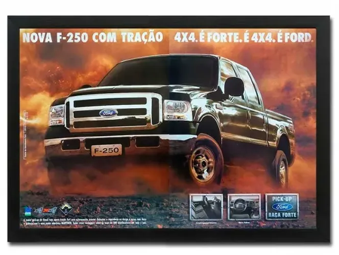 Ford F250 4x4 Cabine Dupla - Quadro decorativo com propaganda original de revista