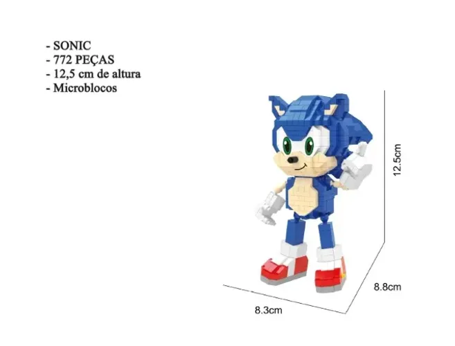 Sonic em microblocos de montar miniatura de 12,5cm Sem Caixa