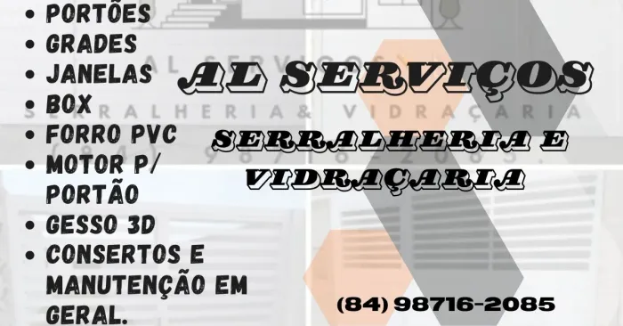 PORTÕES, JANELAS, BOX DE VIDRO, MOTOR P/ PORTÃO, GESSO 3D 
